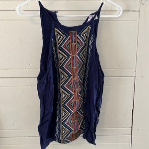 Embroidered blue top